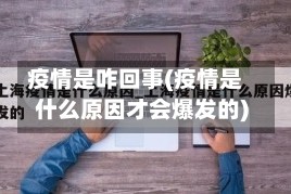 疫情是咋回事(疫情是什么原因才会爆发的)