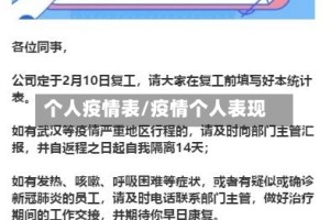 个人疫情表/疫情个人表现