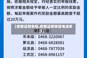 【疫情证明举报,疫情证明举报电话多少】