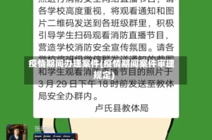 疫情期间办理案件(疫情期间案件审理规定)