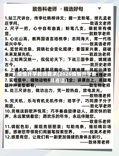 疫情开学教师要求(2020疫情开学教师寄语)-第1张图片